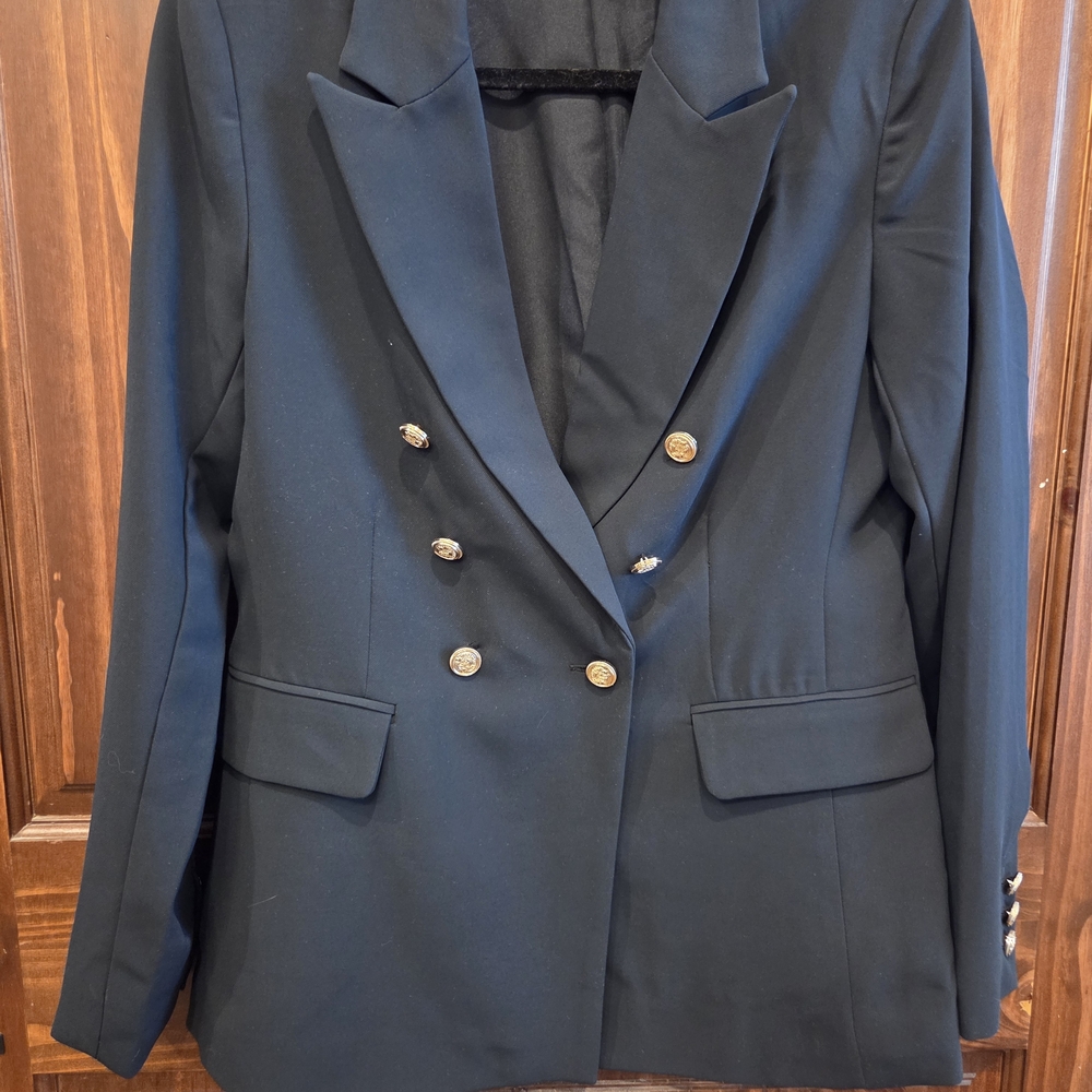 Marled Black Double-Breasted Women's Blazer